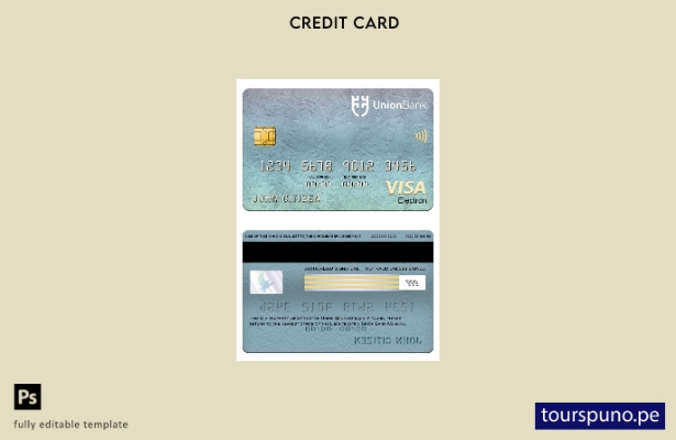 listo para imprimir plantilla de tarjeta electrónica visa del banco sindical de 